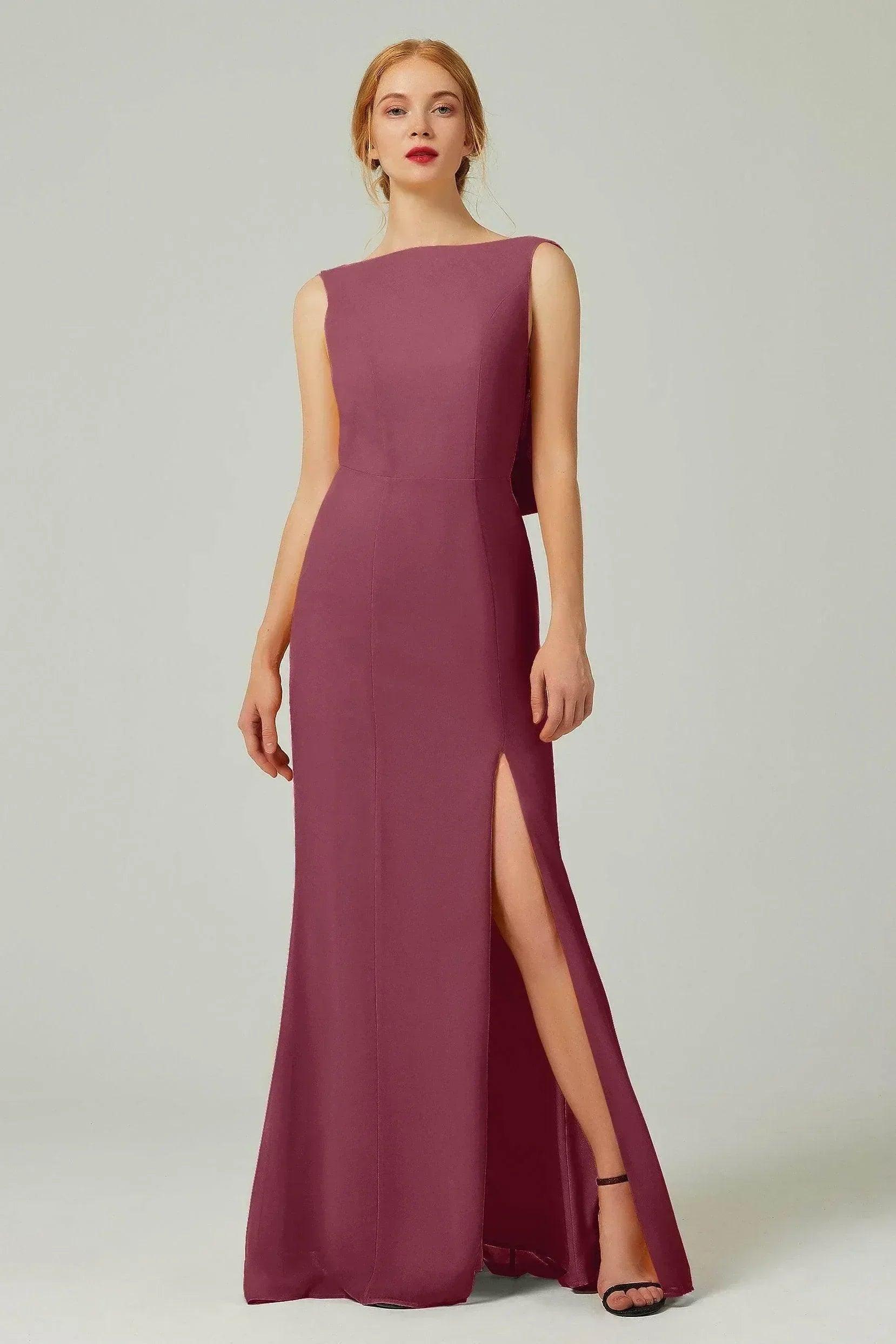 Sheath-Column Sweep-Brush Chiffon Dresses CB0310CS - Mauve - COCOMELODY